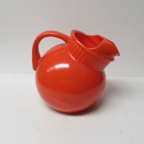 Anchor Hocking Fired On Orange RAINBOW 5 1/2 Tilt Ball Ice Lip Juice Jug Pitcher - Picture 2 of 5